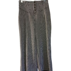MAEVE Black/White Wide Leg Button Up Belt Hoops Pants SZ Small